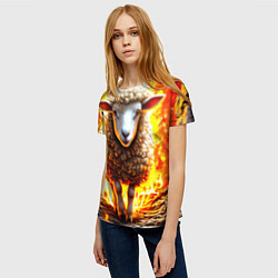 Футболка женская Овечка в огне, цвет: 3D-принт — фото 2