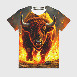 Футболка женская Буйвол в огне, цвет: 3D-принт