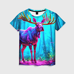 Женская футболка Лось в сереневом свете