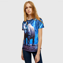 Футболка женская Носорог в разрядах молнии, цвет: 3D-принт — фото 2