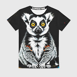 Футболка женская Лемур на черном, цвет: 3D-принт
