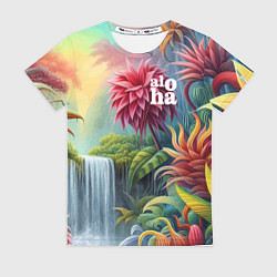 Футболка женская Гавайские тропические цветы - алоха, цвет: 3D-принт