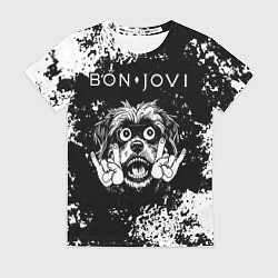 Футболка женская Bon Jovi рок пес, цвет: 3D-принт