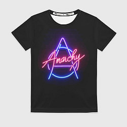 Футболка женская Анархия - неоновое свечение, цвет: 3D-принт