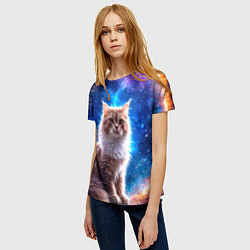 Футболка женская Ангорская кошка в космосе, цвет: 3D-принт — фото 2