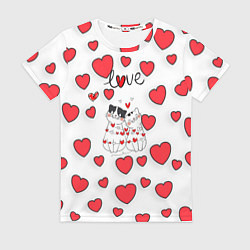 Футболка женская Кошачья романтика, цвет: 3D-принт
