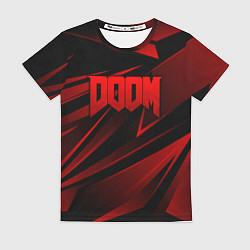 Женская футболка Doom - красная абстракция