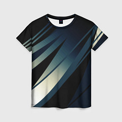 Футболка женская Чёрно-синий абстрактный с полосами, цвет: 3D-принт