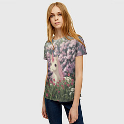 Футболка женская Единорог на фоне сирени, цвет: 3D-принт — фото 2