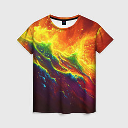Женская футболка Абстрактные волны с огнем