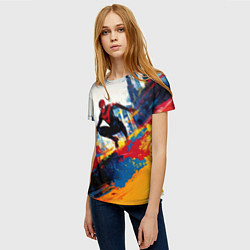 Футболка женская Человек - паук и пролитая краска, цвет: 3D-принт — фото 2