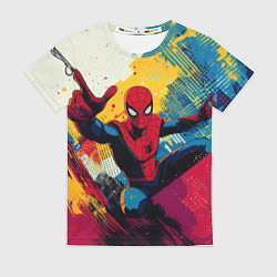 Футболка женская Человек паук висит на паутине, цвет: 3D-принт