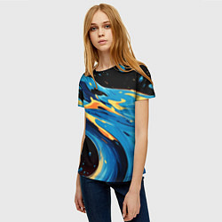 Футболка женская Синяя волна из красок, цвет: 3D-принт — фото 2