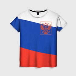 Женская футболка Россия флаг с гербом