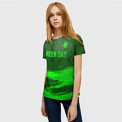 Футболка женская Green Day - green gradient посередине, цвет: 3D-принт — фото 2