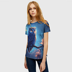 Футболка женская Сова на фоне ночного неба, цвет: 3D-принт — фото 2