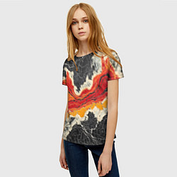 Футболка женская Красно-черная потертая текстура, цвет: 3D-принт — фото 2