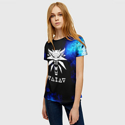 Футболка женская Ведьмак лого синие краски, цвет: 3D-принт — фото 2