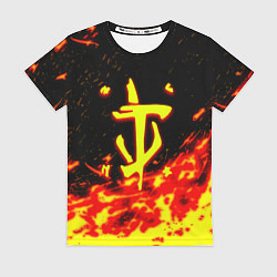 Женская футболка Doom огненное лого