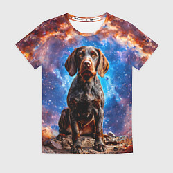 Футболка женская Дратхаар в космосе, цвет: 3D-принт