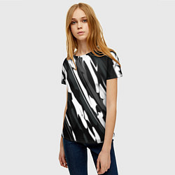 Футболка женская Разводы белым на черном, цвет: 3D-принт — фото 2