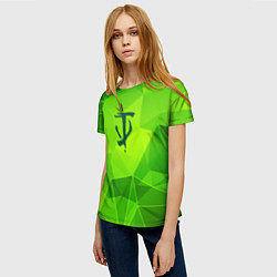 Футболка женская Doom green poly, цвет: 3D-принт — фото 2
