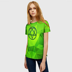 Футболка женская HIM green poly, цвет: 3D-принт — фото 2