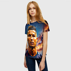 Футболка женская Криштиану Роналду в космосе, цвет: 3D-принт — фото 2