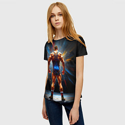 Футболка женская Греко-римский борец на черном, цвет: 3D-принт — фото 2