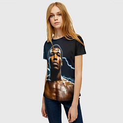 Футболка женская Мухаммед Али и молния, цвет: 3D-принт — фото 2