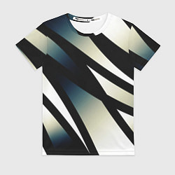 Женская футболка Чёрно-белый с синим затемнением полосы