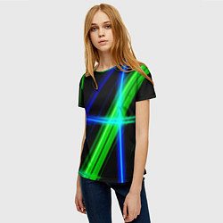 Футболка женская Color blue black green, цвет: 3D-принт — фото 2