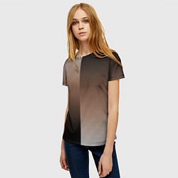 Футболка женская Чёрно-коричневый текстурный градиент пополам, цвет: 3D-принт — фото 2