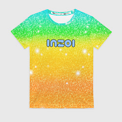 Женская футболка Inzoi зелено-желтый фон