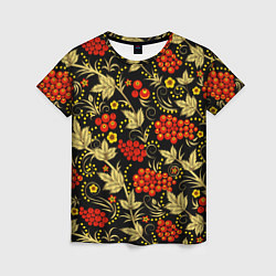 Женская футболка Русский узор с позолотой