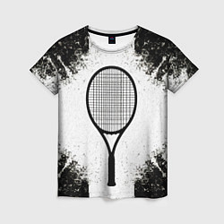 Футболка женская Теннисная ракетка в черно-белом, цвет: 3D-принт