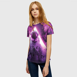 Футболка женская Космонавт и фиолетовый космос, цвет: 3D-принт — фото 2