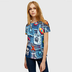 Футболка женская Пиксельный космос, цвет: 3D-принт — фото 2