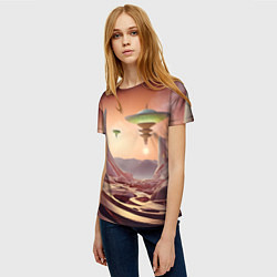 Футболка женская Фантастический инопланетный город, цвет: 3D-принт — фото 2