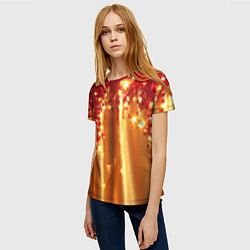 Футболка женская Красно-золотая волнистая текстура, цвет: 3D-принт — фото 2