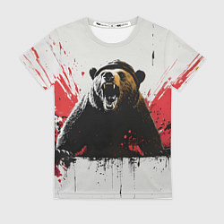 Футболка женская Медведь и брызги краски, цвет: 3D-принт