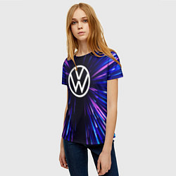 Футболка женская Volkswagen neon energy, цвет: 3D-принт — фото 2