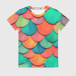 Футболка женская Разноцветная чешуя, цвет: 3D-принт
