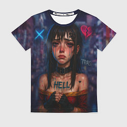 Футболка женская Девушка с разбитым сердцем, цвет: 3D-принт