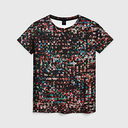 Женская футболка Тёмный чёрно-красный мелкий квадрат