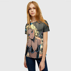 Футболка женская Блондинка в костюме кошечки, цвет: 3D-принт — фото 2