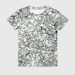 Женская футболка Серый абстрактный с белыми кляксами