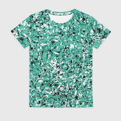 Женская футболка Бирюзовый с чёрно-белыми пятнами