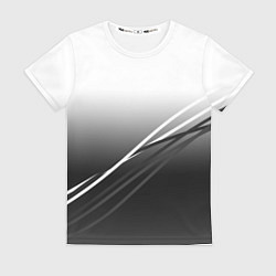 Футболка женская Градиент с полосами из белого в тёмный, цвет: 3D-принт