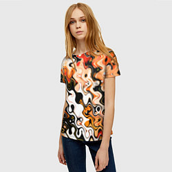 Футболка женская Абстракция разлитые краски оранжевый, цвет: 3D-принт — фото 2
